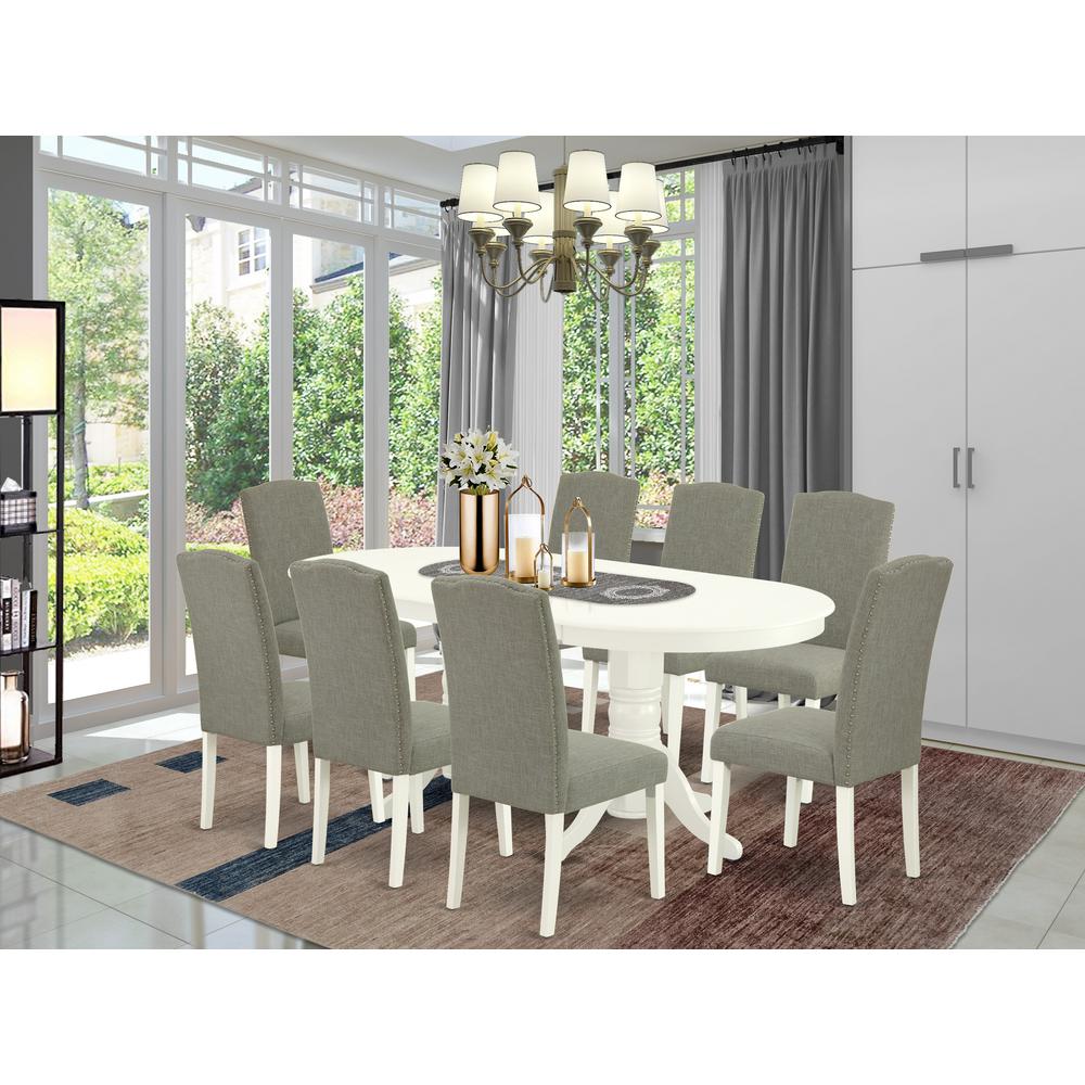 Dining Room Set Linen White VAEN9-LWH-06 By East West Furniture | Dining Sets | Modishstore