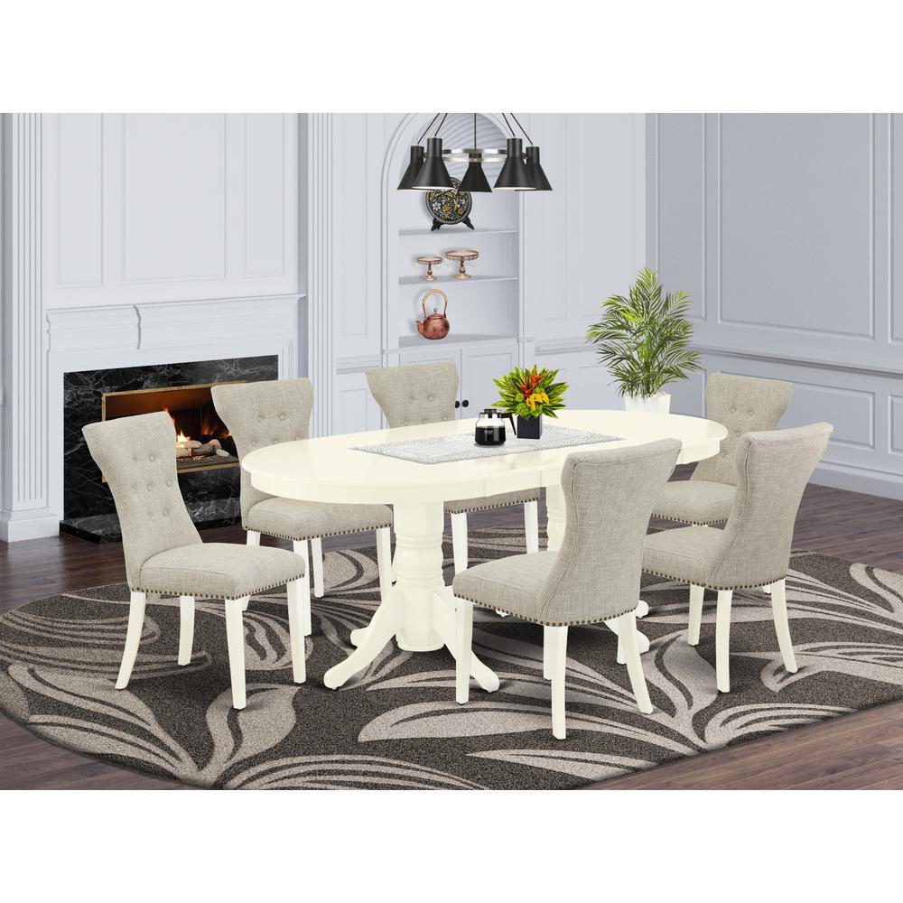 Dining Room Set Linen White VAGA7-LWH-35 By East West Furniture | Dining Sets | Modishstore