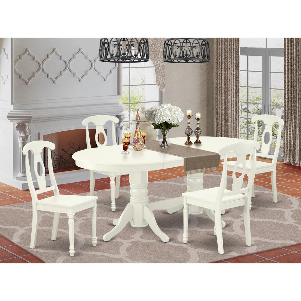 Dining Room Set Linen White VAKE5-LWH-W By East West Furniture | Dining Sets | Modishstore