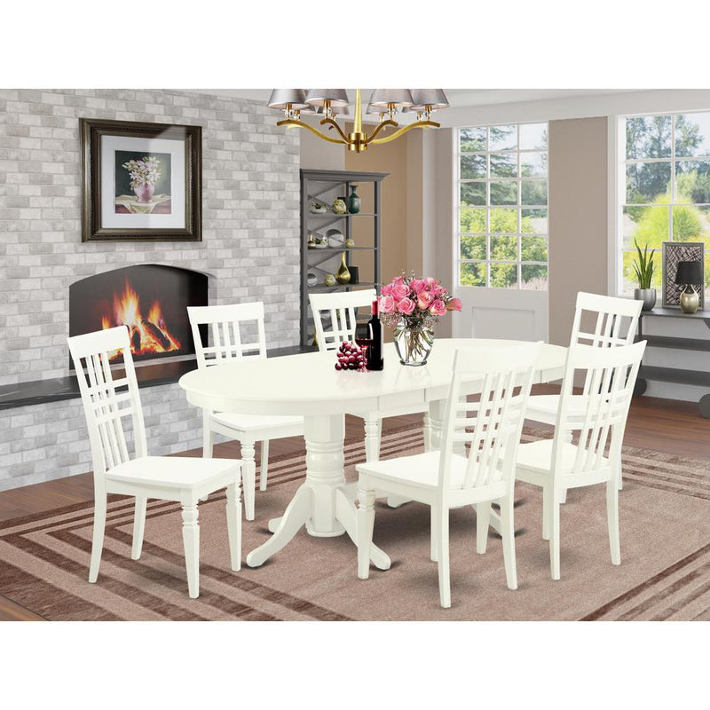 Dining Room Set Linen White VALG7-LWH-W By East West Furniture | Dining Sets | Modishstore