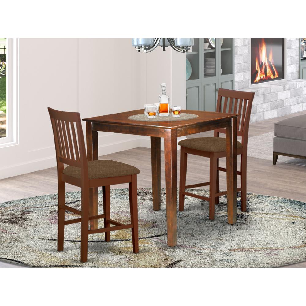 Vern3-Mah-C 3 Pc Counter Height Table-Square Gathering Table And 2 Stools By East West Furniture | Dining Sets | Modishstore - 2