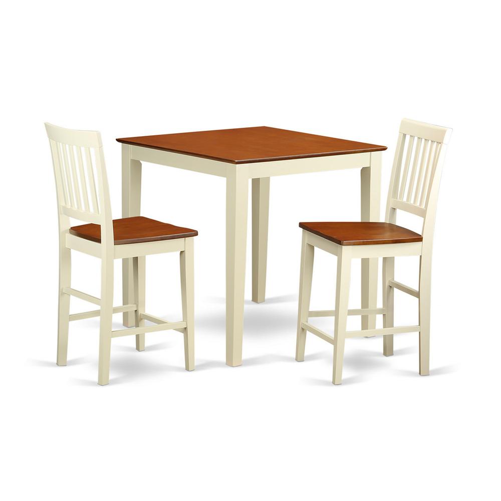 3 Pc Pub Table Set-Square Pub Table And 2 Counter Height Chairs By East West Furniture | Bar Stools & Table | Modishstore - 2