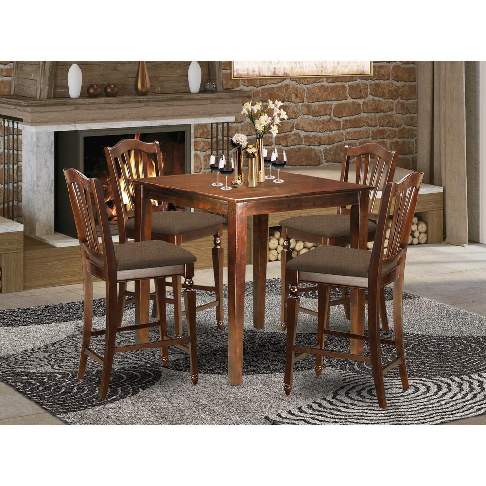 Vnch5-Mah-C 5 Pc Counter Height Set-Pub Table And 4 Kitchen Chairs. By East West Furniture | Bar Stools & Table | Modishstore - 2