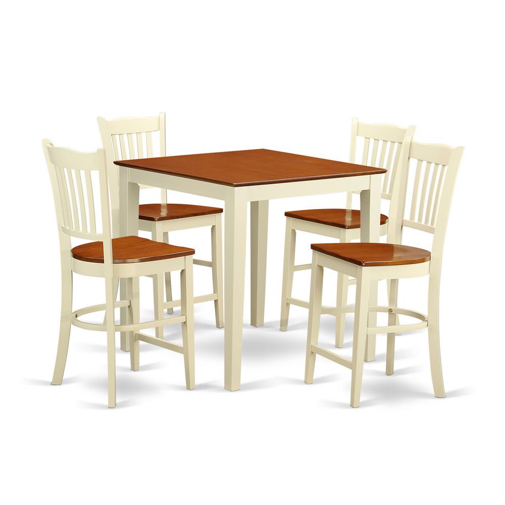 5 Pc Counter Height Table And Chair Set-Pub Table And 4 Counter Height Chairs By East West Furniture | Bar Stools & Table | Modishstore - 2