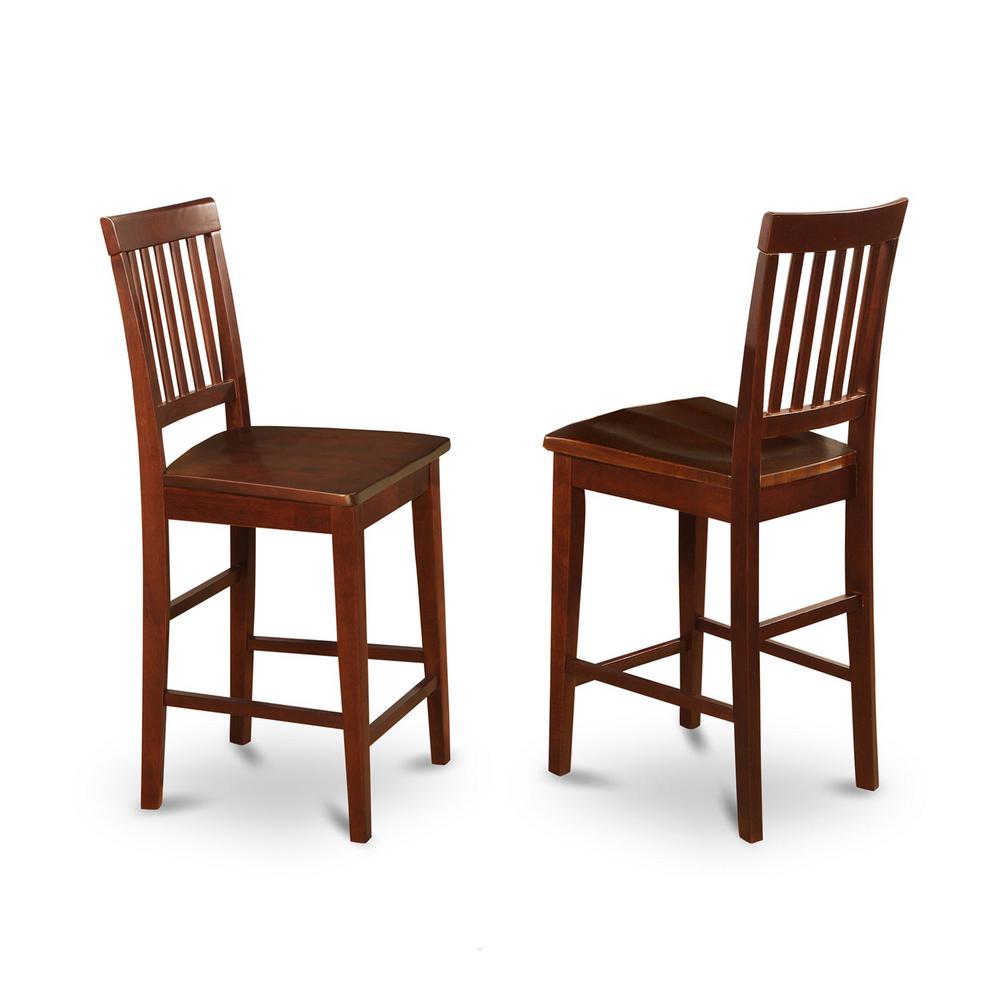 Vernon Counter Stools With Wood Seat - Mahogany Finish, Set Of 2 By East West Furniture | Dining Chairs | Modishstore - 2