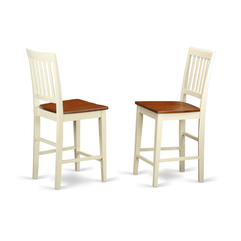 Vernon Counter Height Stools With Wood Seat - Buttermilk & Cherry Finish., Set Of 2 By East West Furniture | Dining Chairs | Modishstore - 2