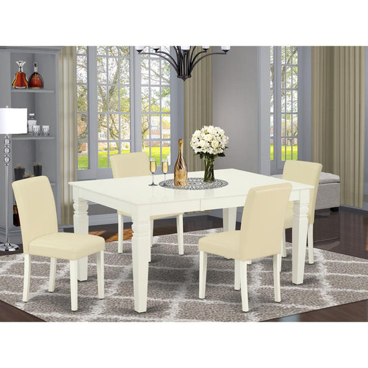 Dining Room Set Linen White WEAB5 - LWH - 64 By East West Furniture | Dining Sets | Modishstore