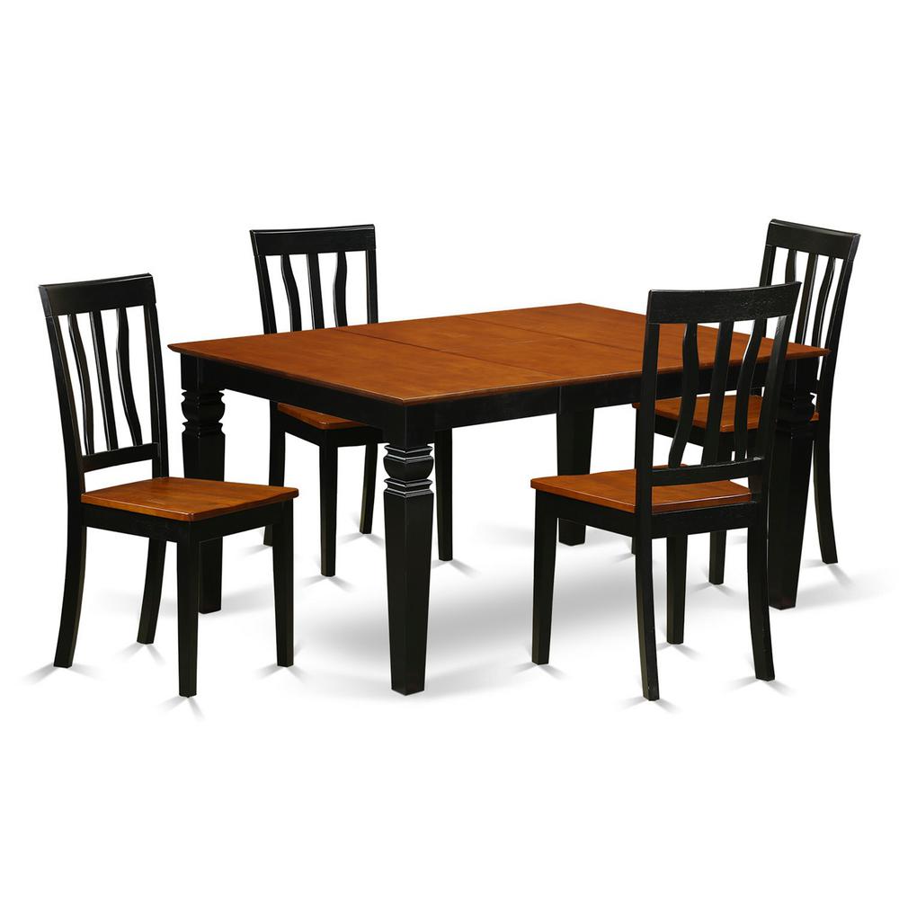 5 Pc Kitchen Table Set With A Dining Table And 4 Wood Kitchen Chairs In Black By East West Furniture | Dining Sets | Modishstore - 2
