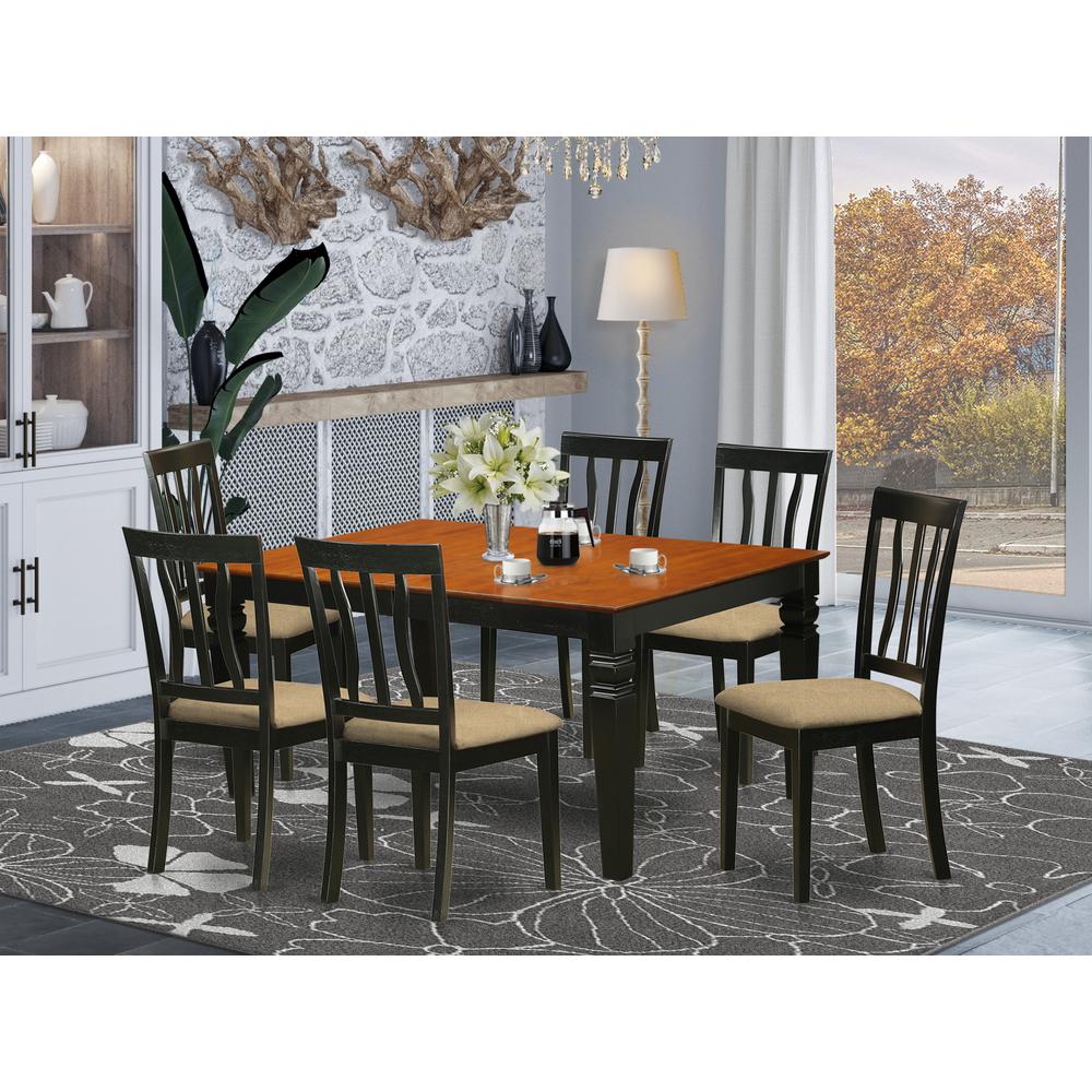 7 Pc Kitchen Table Set With A Dining Table And 6 Kitchen Chairs In Black By East West Furniture | Dining Sets | Modishstore - 2