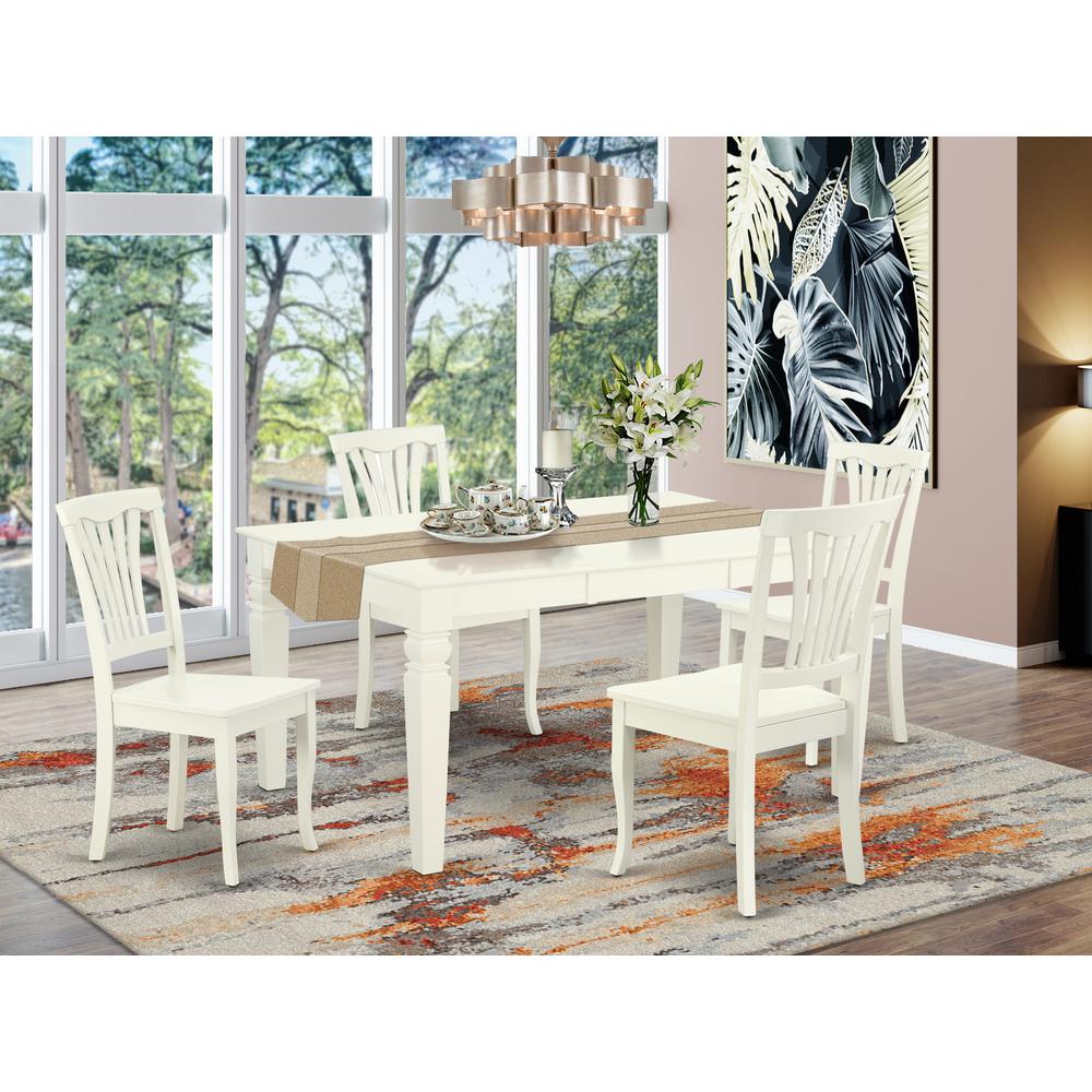 Dining Room Set Linen White WEAV5-LWH-W By East West Furniture | Dining Sets | Modishstore