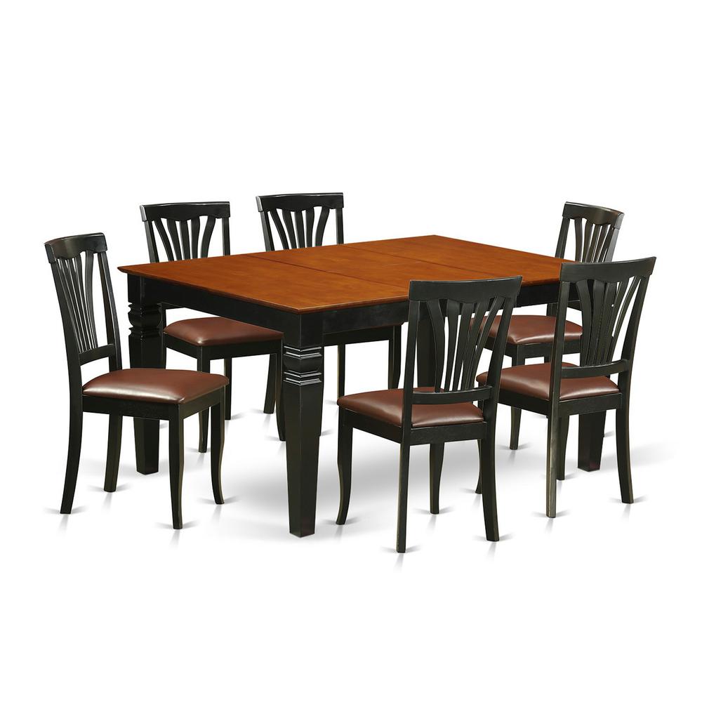 7 Pc Dining Set With A Kitchen Table And 6 Leather Dining Chairs In Black By East West Furniture | Dining Sets | Modishstore - 2