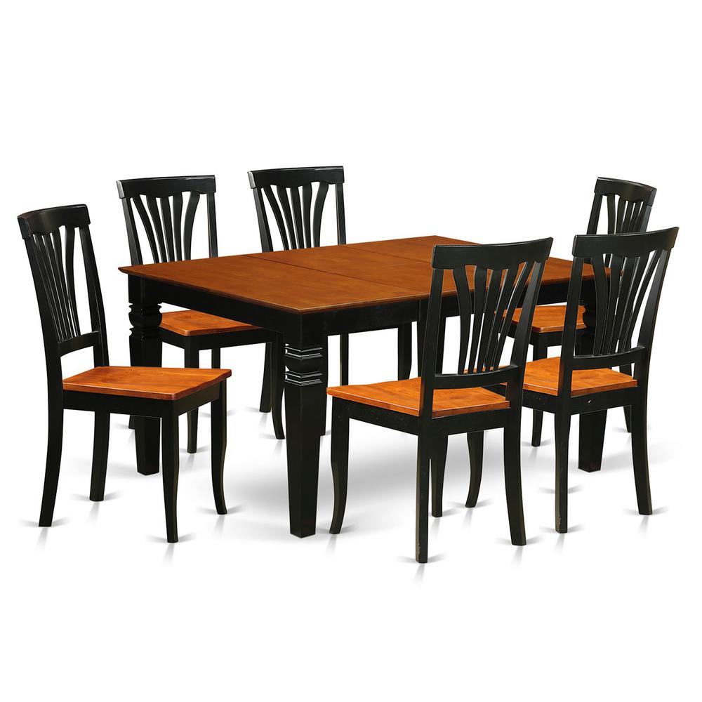7 Pc Kitchen Table Set With A Kitchen Table And 6 Wood Dining Chairs In Black By East West Furniture | Dining Sets | Modishstore - 2