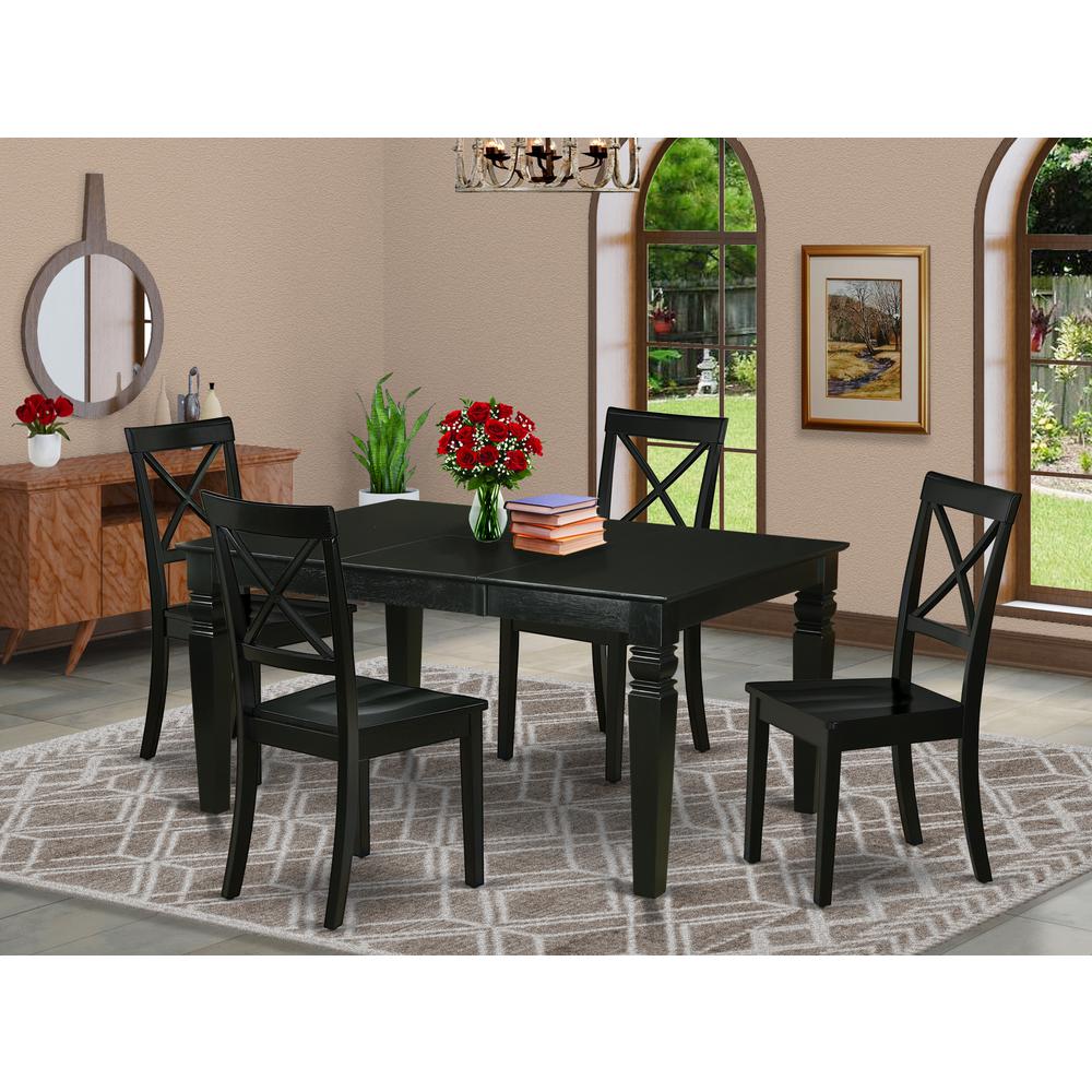 Dining Room Set Black WEBO5-BLK-W By East West Furniture | Dining Sets | Modishstore