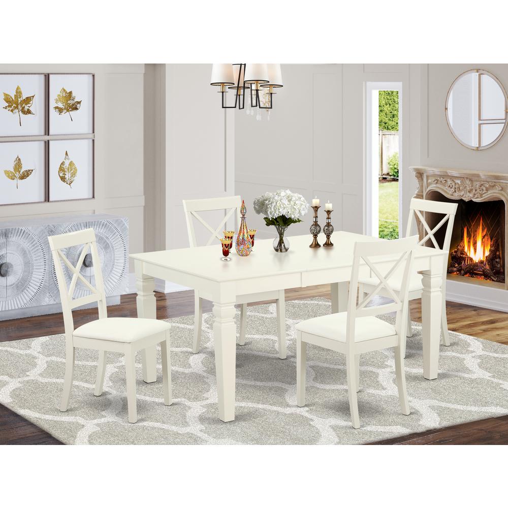 Dining Room Set Linen White WEBO5-LWH-LC By East West Furniture | Dining Sets | Modishstore