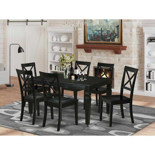 Dining Room Set Black WEBO7-BLK-W By East West Furniture | Dining Sets | Modishstore