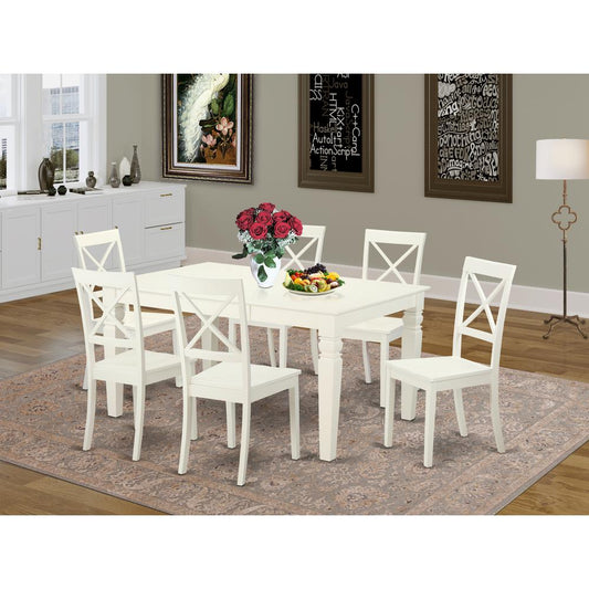 Dining Room Set Linen White WEBO7-LWH-W By East West Furniture | Dining Sets | Modishstore