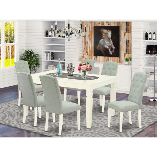 Dining Room Set Linen White WECE7-WHI-15 By East West Furniture | Dining Sets | Modishstore