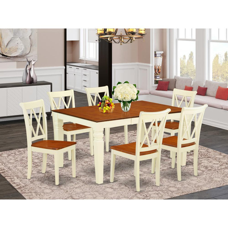 Dining Room Set Buttermilk & Cherry WECL7-BMK-W By East West Furniture | Dining Sets | Modishstore