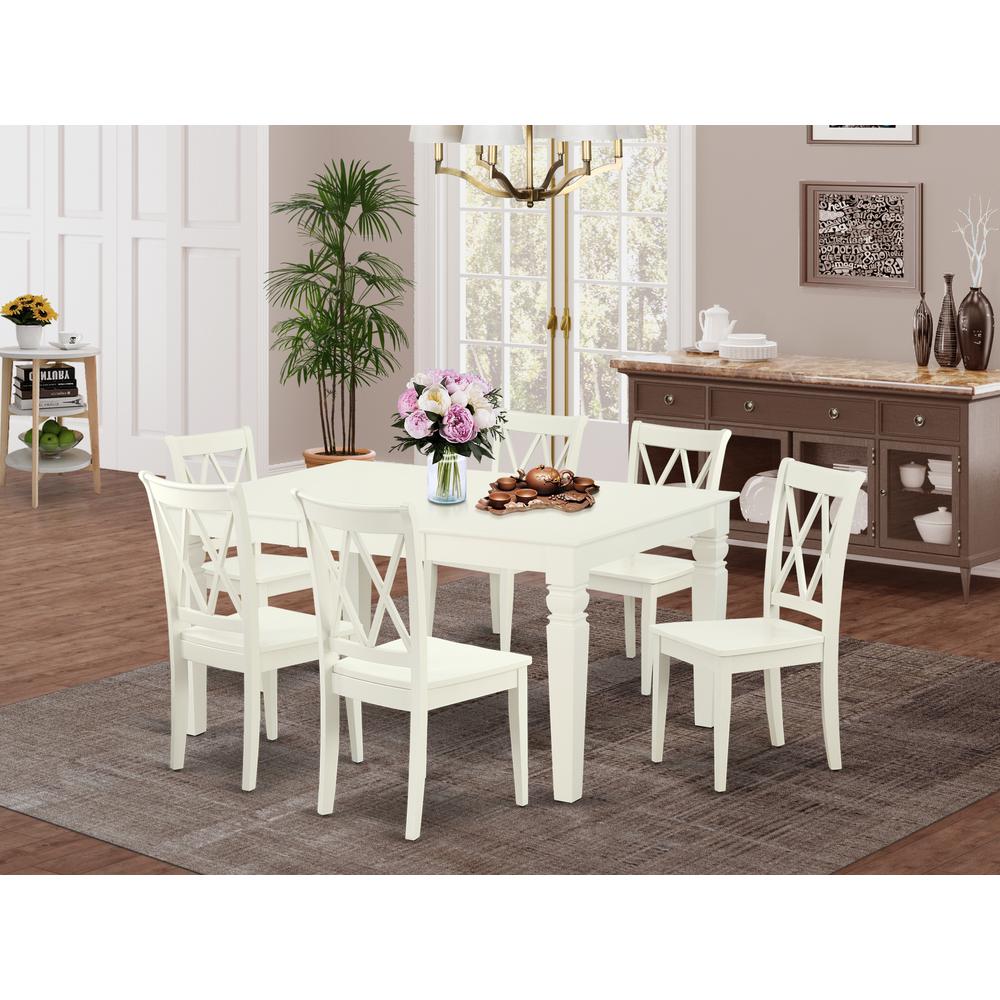 Dining Room Set Linen White WECL7-LWH-W By East West Furniture | Dining Sets | Modishstore