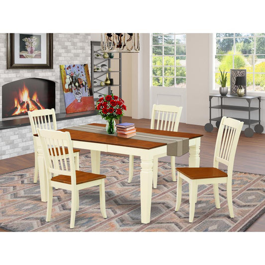 Dining Room Set Buttermilk & Cherry WEDA5-BMK-W By East West Furniture | Dining Sets | Modishstore