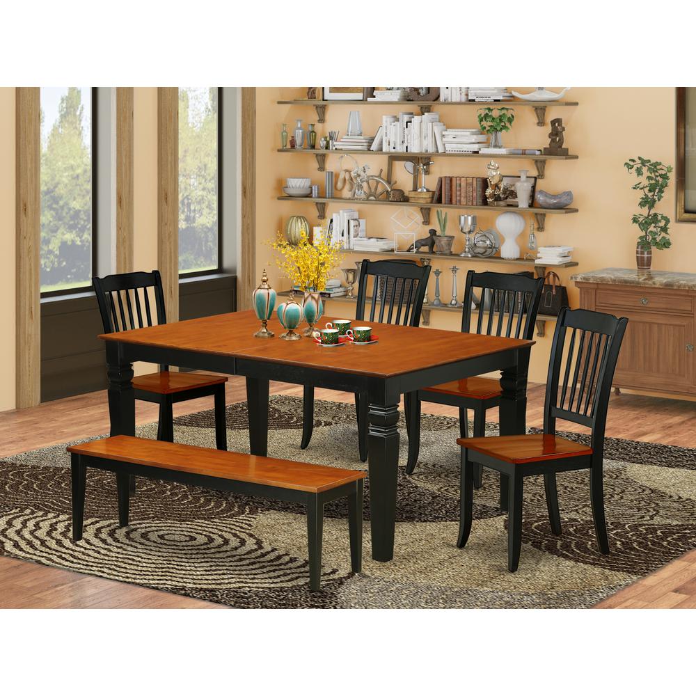 Dining Room Set Black & Cherry WEDA6N-BCH-W By East West Furniture | Dining Sets | Modishstore