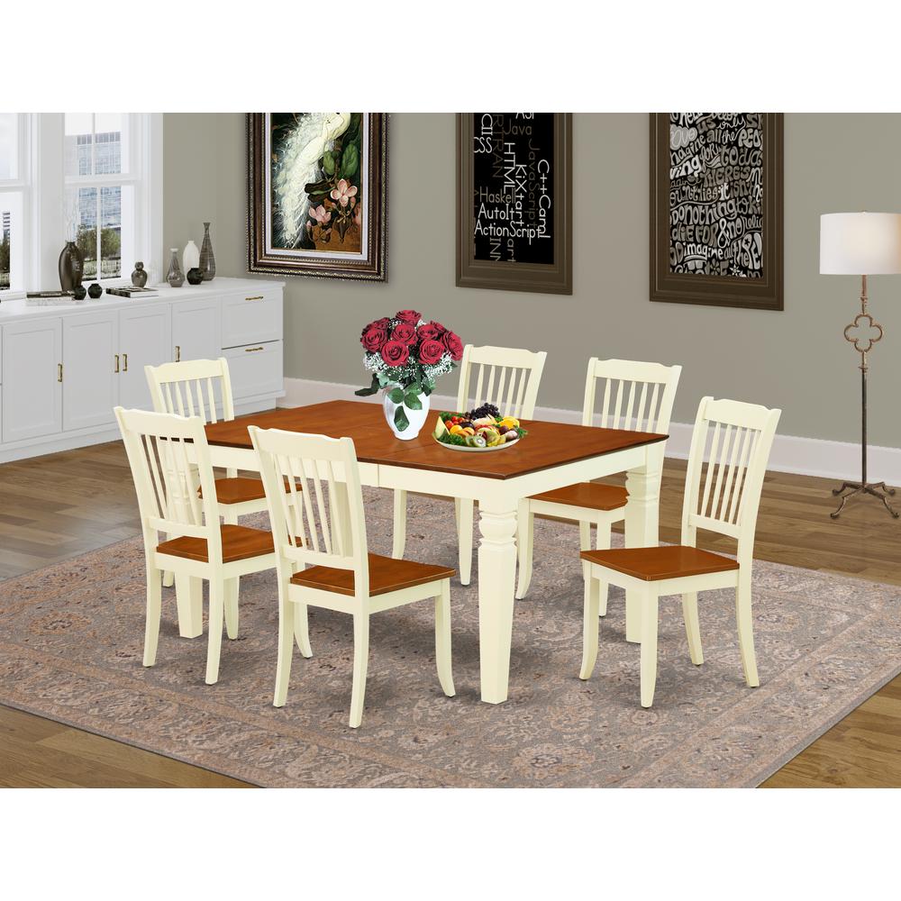 Dining Room Set Buttermilk & Cherry WEDA7-BMK-W By East West Furniture | Dining Sets | Modishstore