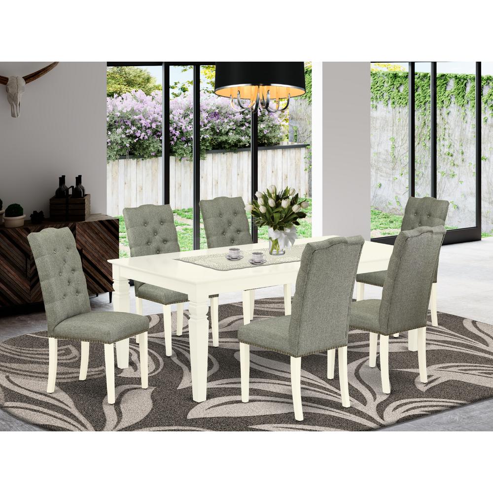 Dining Room Set Linen White WEEL7 - WHI - 07 By East West Furniture | Dining Sets | Modishstore