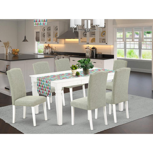 Dining Room Set Linen White WEEN7-LWH-06 By East West Furniture | Dining Sets | Modishstore
