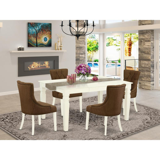 Dining Room Set Linen White WEFR5-WHI-18 By East West Furniture | Dining Sets | Modishstore