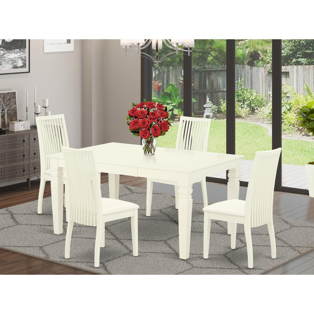 Dining Room Set Linen White WEIP5-WHI-C By East West Furniture | Dining Sets | Modishstore