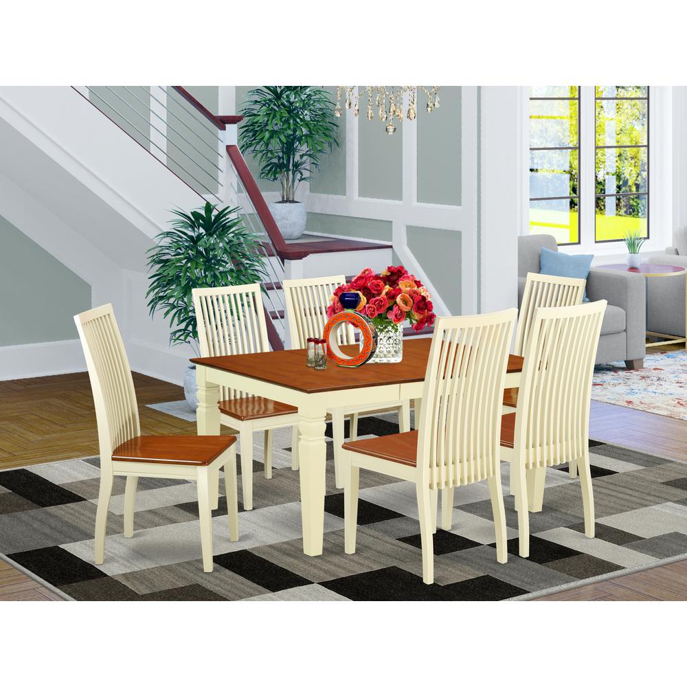Dining Room Set Buttermilk & Cherry WEIP7-BMK-W By East West Furniture | Dining Sets | Modishstore