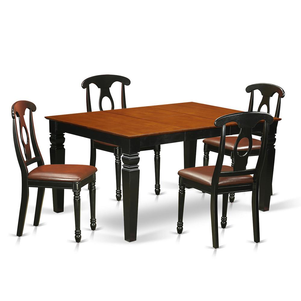 5 Pc Dinette Set With A Dinning Table And 4 Leather Kitchen Chairs In Black By East West Furniture | Dining Sets | Modishstore - 2