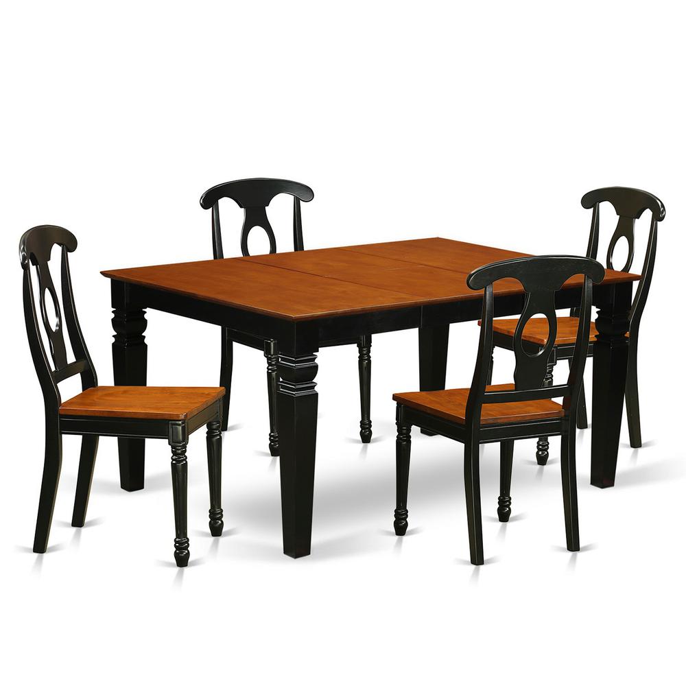5 Pc Kitchen Table Set With A Kitchen Table And 4 Wood Dining Chairs In Black By East West Furniture - Weke5-Bch-W | Dining Sets | Modishstore - 2