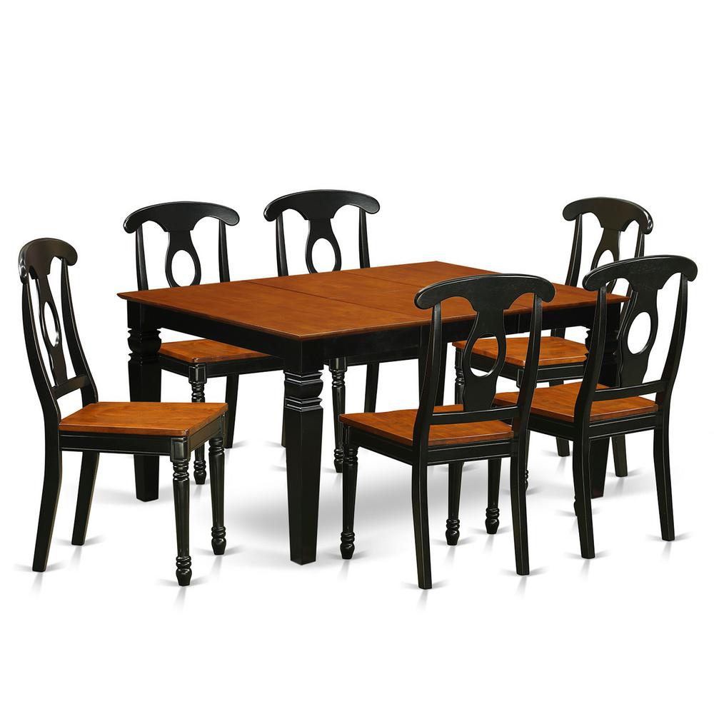 7 Pc Dining Set With A Kitchen Table And 6 Wood Dining Chairs In Black By East West Furniture - Weke7-Bch-W | Dining Sets | Modishstore - 2
