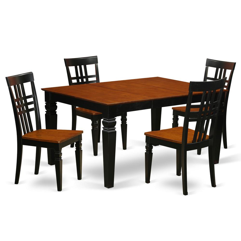 5 Pc Dining Set With A Dinning Table And 4 Wood Dining Chairs In Black By East West Furniture | Dining Sets | Modishstore - 2