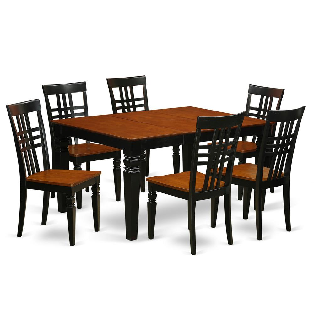 7 Pc Dining Set With A Kitchen Table And 6 Wood Dining Chairs In Black By East West Furniture - Welg7-Bch-W | Dining Sets | Modishstore - 2