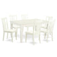 7 Pc Rectangular Kitchen Table And 6 Wood Chairs For Dining Room In Linen White By East West Furniture | Dining Sets | Modishstore - 2