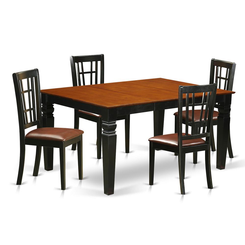 5 Pc Kitchen Table Set With A Dinning Table And 4 Leather Dining Chairs In Black By East West Furniture | Dining Sets | Modishstore - 2