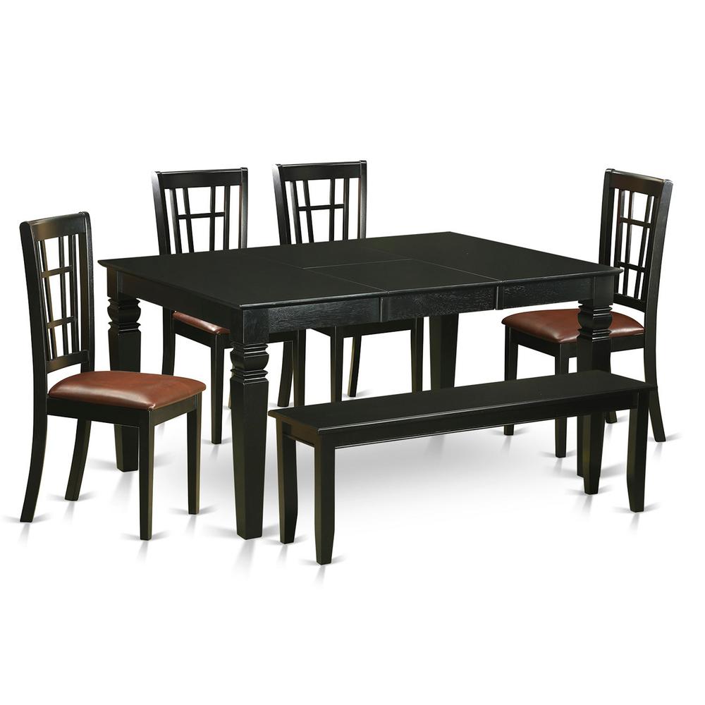 6-Pc Kitchen Table Set - Kitchen Dinette Table And 4 Dining Chairs Coupled With Bench By East West Furniture | Dining Sets | Modishstore - 2