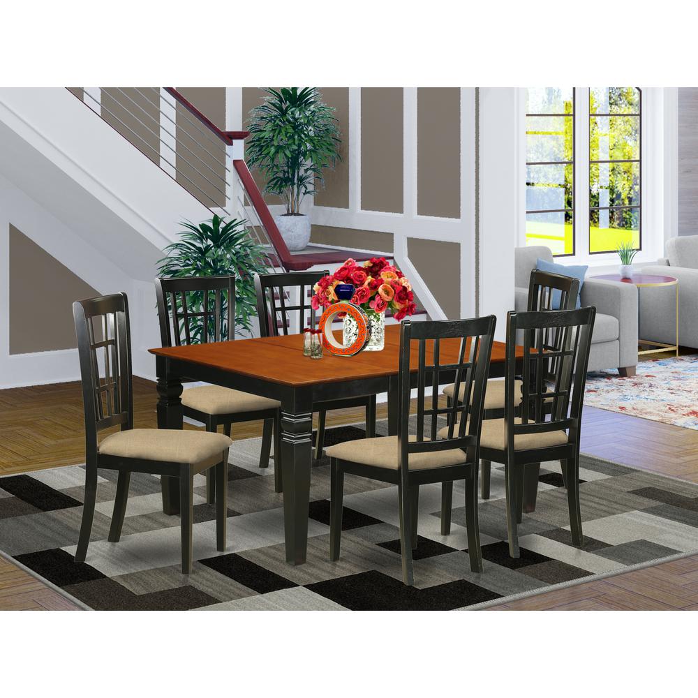 7 Pc Dining Set With A Dining Table And 6 Kitchen Chairs In Black By East West Furniture - Weni7-Bch-C | Dining Sets | Modishstore - 2