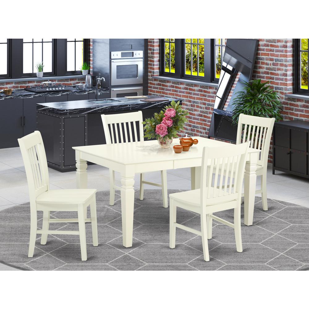 Dining Room Set Linen White WENO5-LWH-W By East West Furniture | Dining Sets | Modishstore