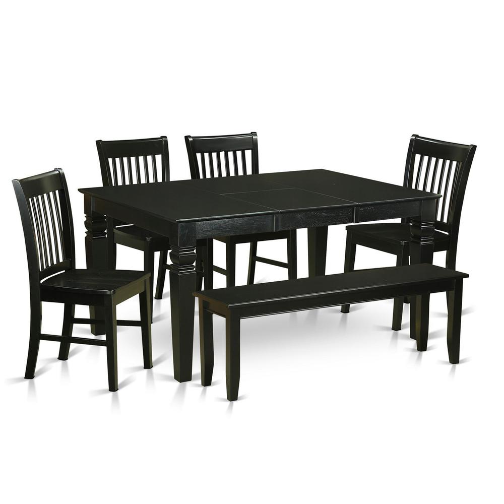 6-Pc Kitchen Dinette Set - Table And 4 Kitchen Chairs And Bench By East West Furniture | Dining Sets | Modishstore - 2