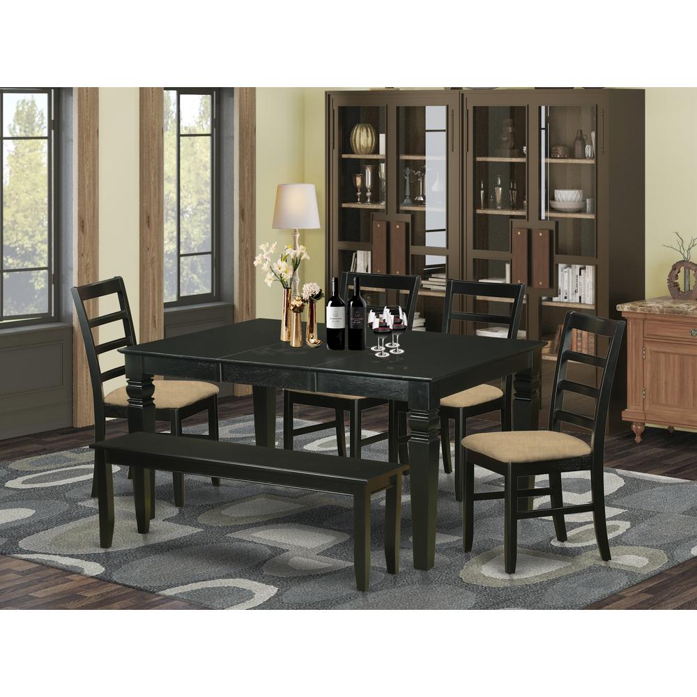 6-Pc Kitchen Nook Dining Set - Small Kitchen Table And 4 Kitchen Chairs With Bench By East West Furniture | Dining Sets | Modishstore - 2