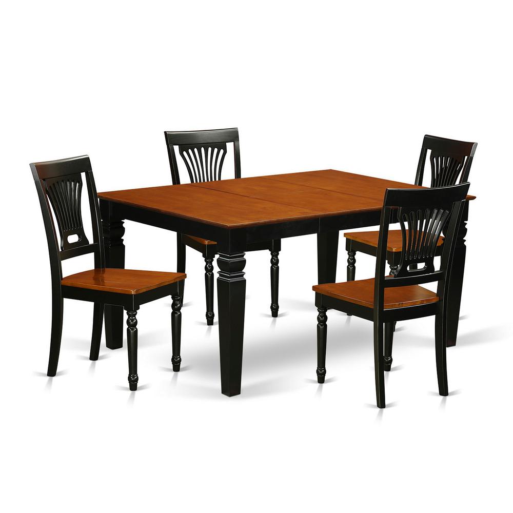 5 Pc Dinette Set With A Dining Table And 4 Wood Dining Chairs In Black By East West Furniture - Wepl5-Bch-W | Dining Sets | Modishstore - 2
