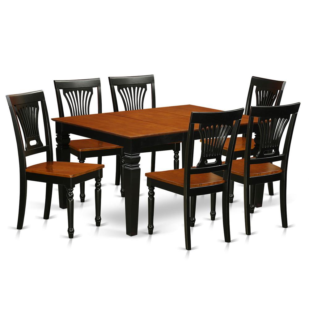 7 Pc Dining Room Set With A Dining Table And 6 Wood Kitchen Chairs In Black By East West Furniture | Dining Sets | Modishstore - 2