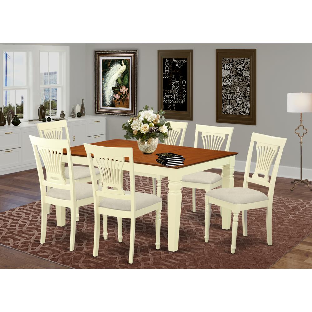 7 Pc Kitchen Table Set With A Dining Table And 6 Kitchen Chairs In Buttermilk And Cherry By East West Furniture | Dining Sets | Modishstore - 2