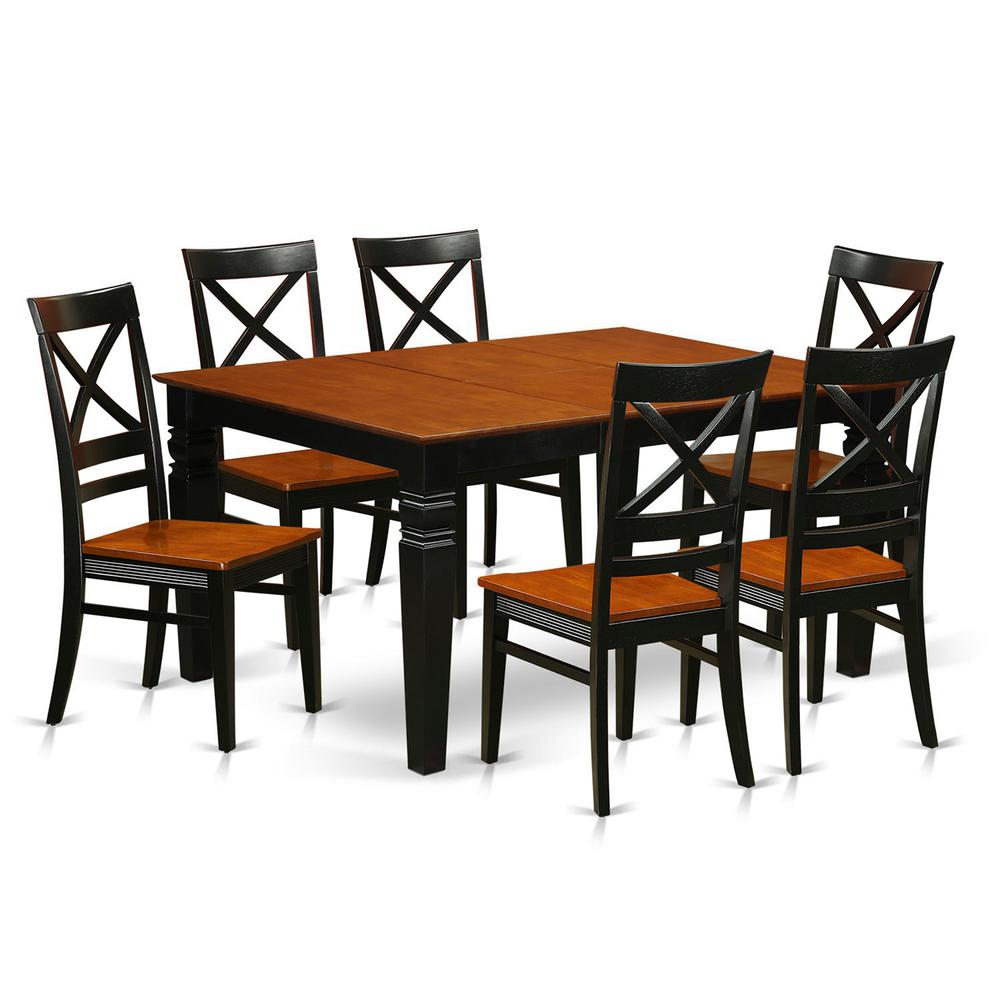 7 Pc Dining Set With A Kitchen Table And 6 Wood Dining Chairs In Black By East West Furniture - Wequ7-Bch-W | Dining Sets | Modishstore - 2