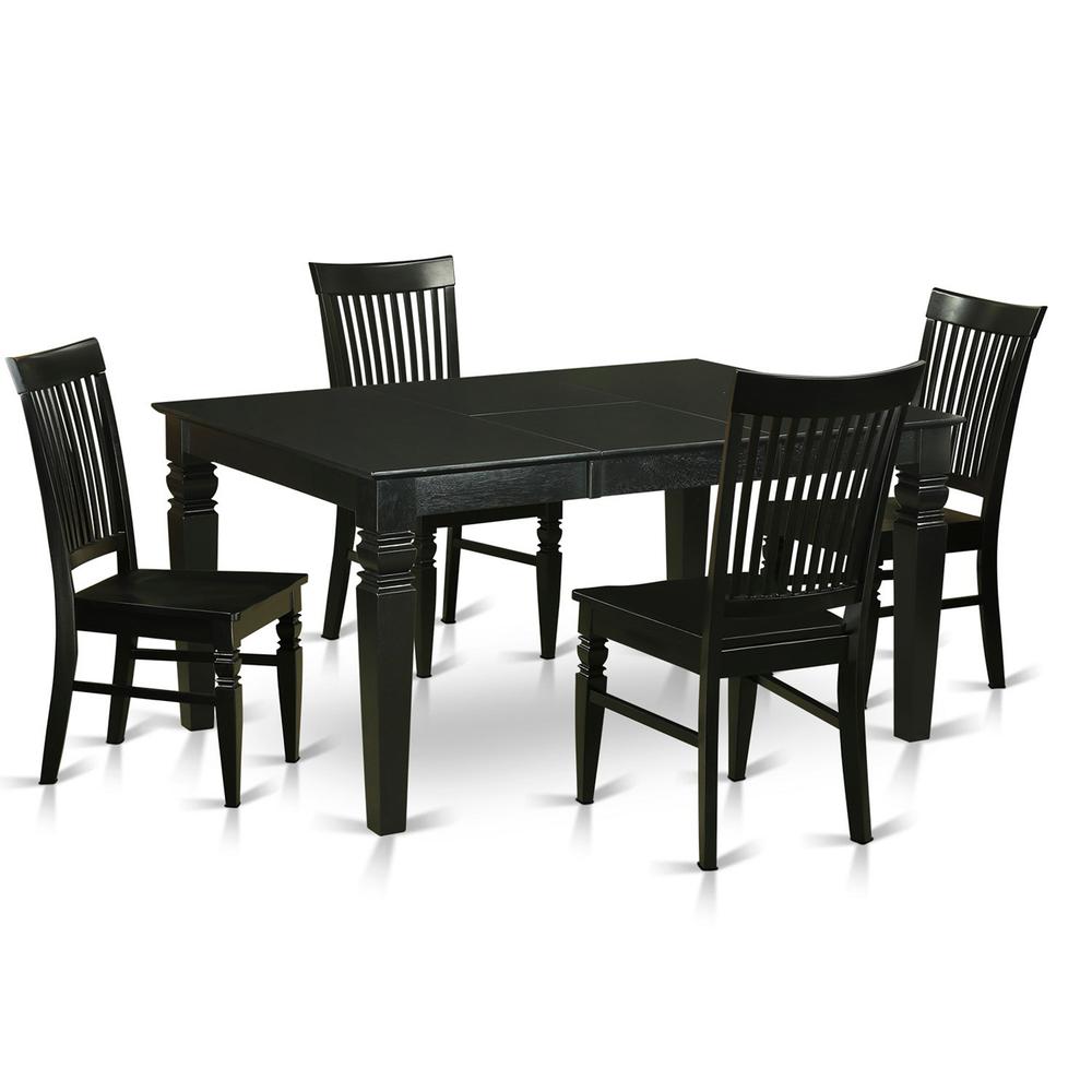5 Pc Dining Set-Dining Table And 4 Dining Chairs By East West Furniture - West5-Blk-W | Dining Sets | Modishstore - 2