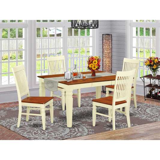 Dining Room Set Buttermilk & Cherry WEST5-BMK-W By East West Furniture | Dining Sets | Modishstore