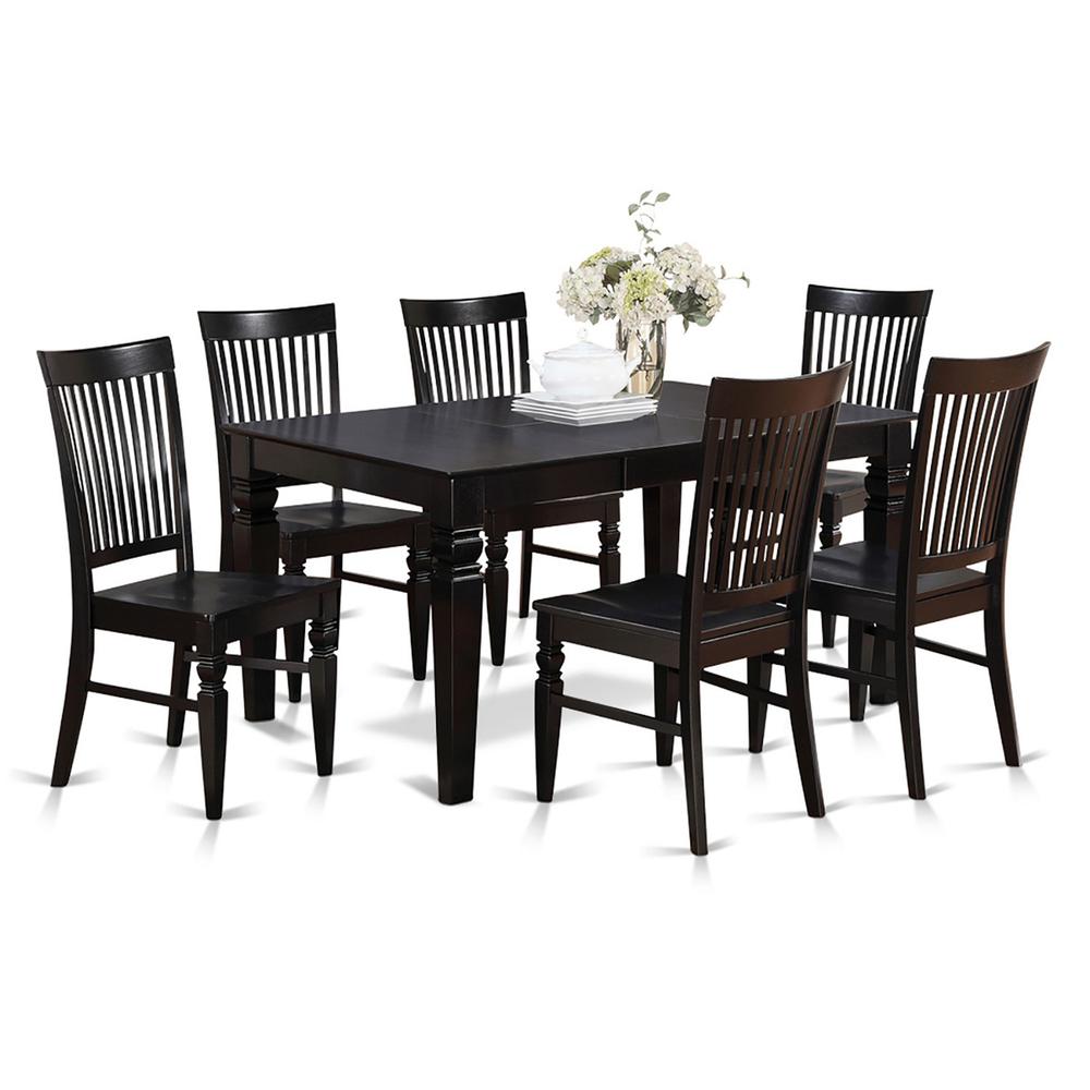 7 Pc Dining Room Set For 6-Dining Table And 6 Dining Chairs By East West Furniture - West7-Blk-W | Dining Sets | Modishstore - 2